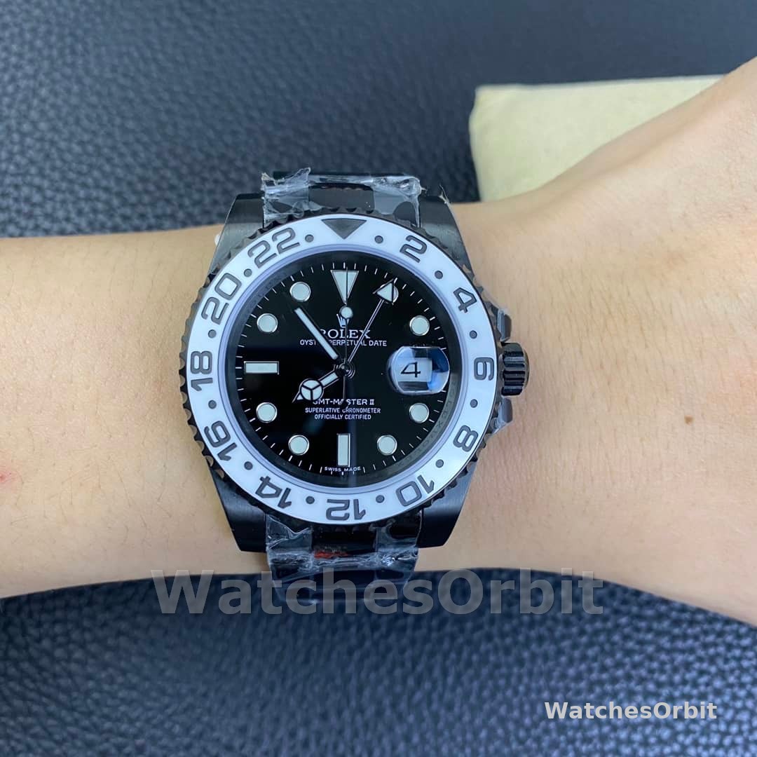 Rolex GMT Master II Black PVD/DLC Coated Black Dial Stainless Steel 16710 Men's Watch