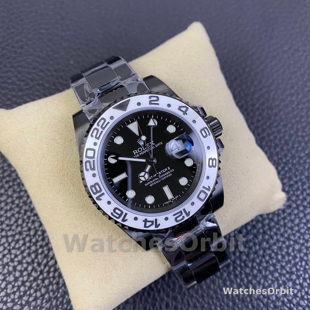 Rolex GMT Master II Black PVD/DLC Coated Black Dial Stainless Steel 16710 Men's Watch
