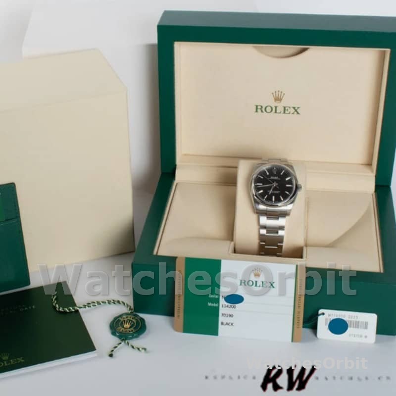 Rolex Oyster Perpetual Air-King 114200 Black Index Dial 34mm Unisex Replica watch