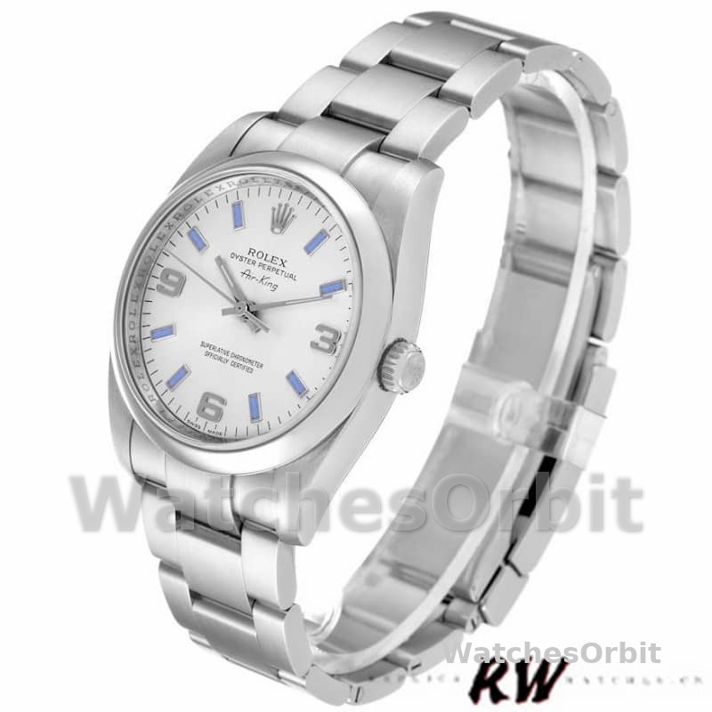 Rolex Oyster Perpetual Air-King 114200 Silver Dial 34mm Unisex Replica watch