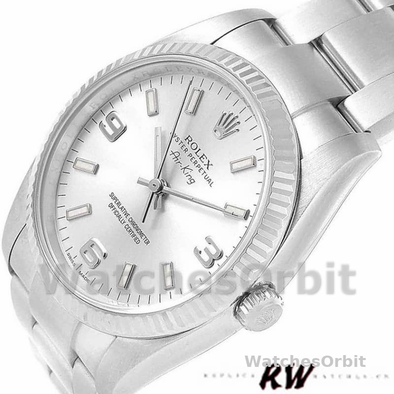 Rolex Oyster Perpetual Air-King 114234 Silver Dial 34mm Unisex Replica Watch