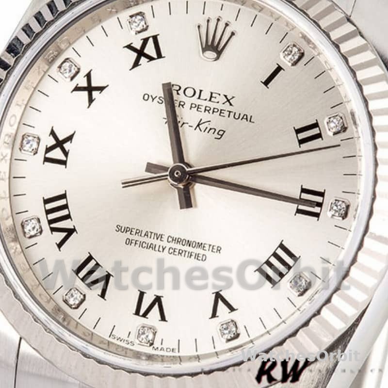 Rolex Oyster Perpetual Air-King 114234 Silver Roman Diamond Dial 41mm Replica Watch