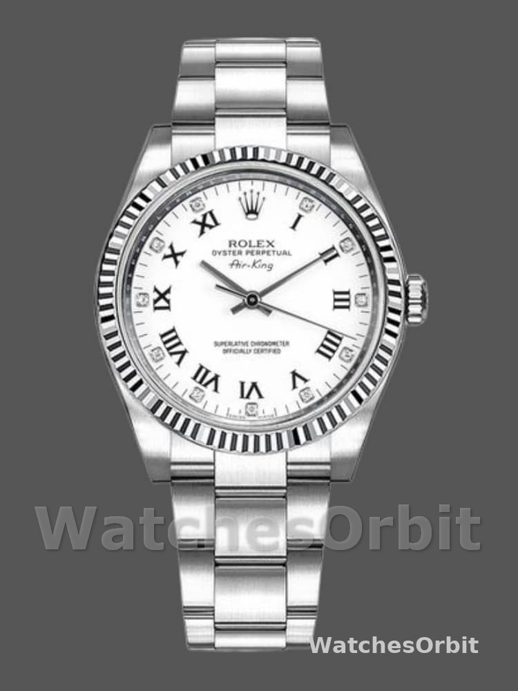 Rolex Oyster Perpetual Air-King 114234 White Diamond Dial 34mm Unisex Replica Watch
