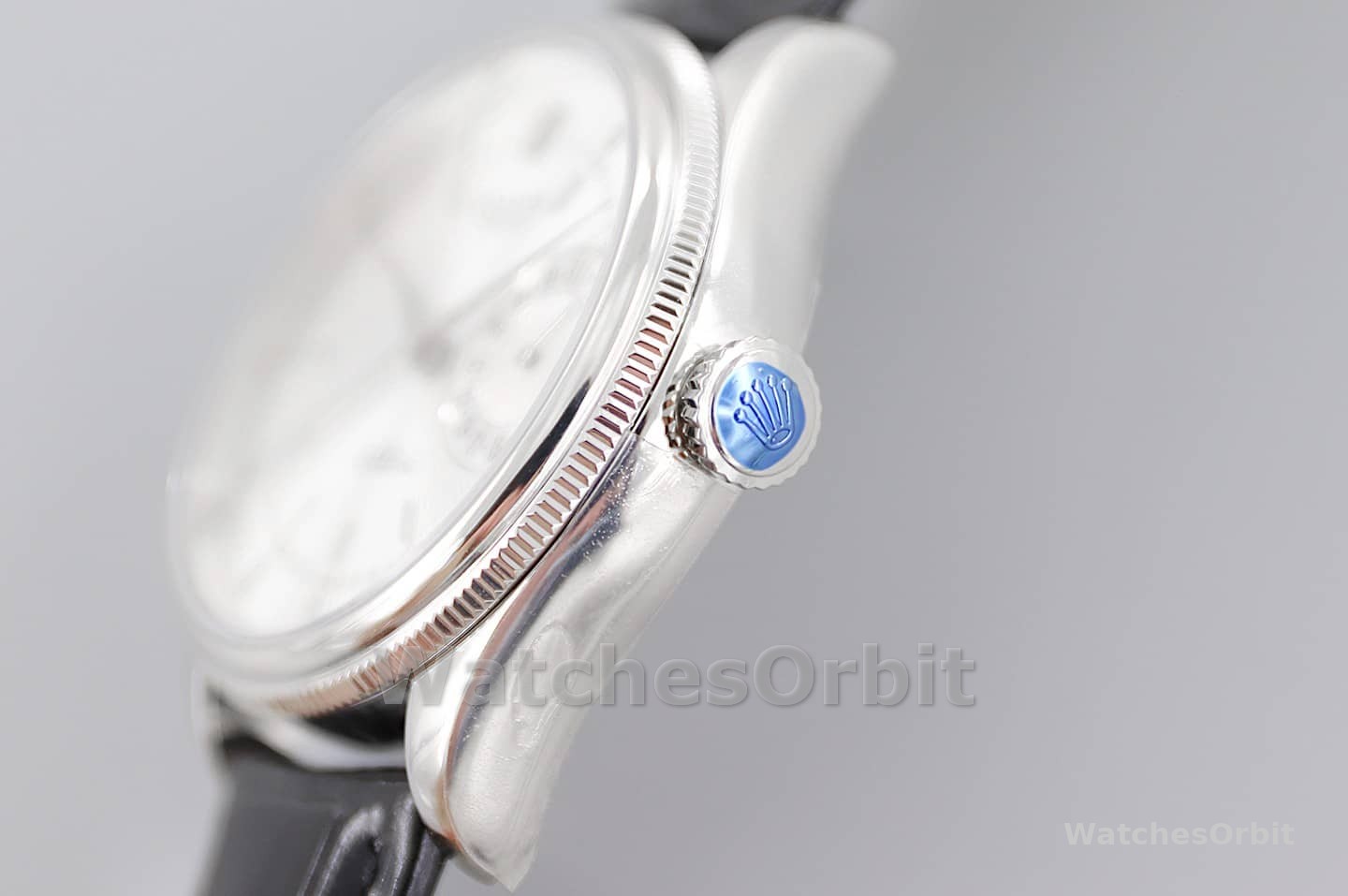 Rolex Cellini Date 50519 Black Leather Silver Dial 39mm Mens Replica Watch