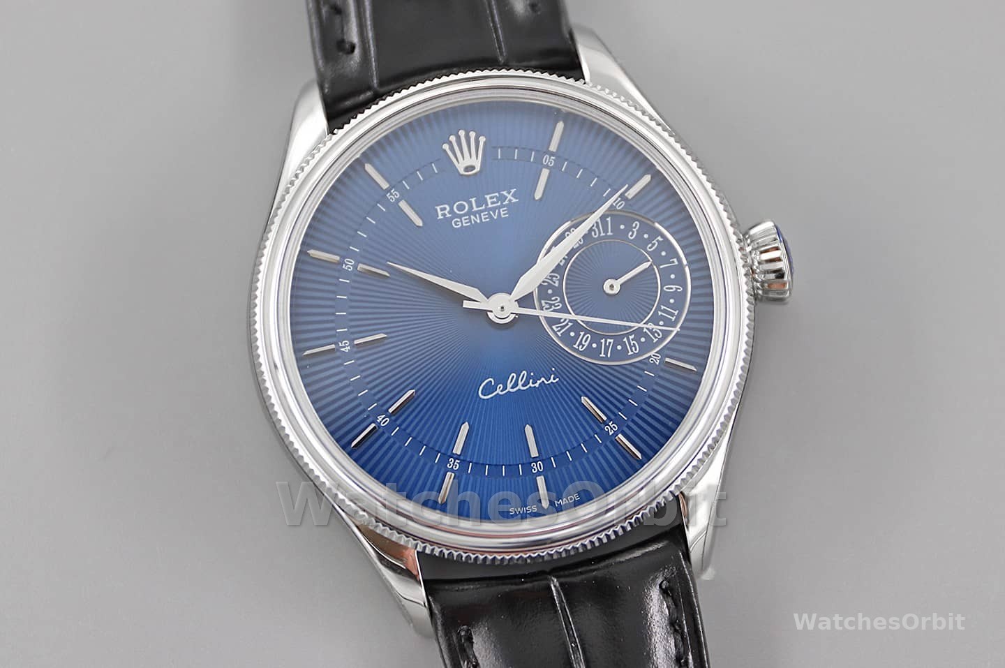Rolex Cellini Date 50519 Blue Dial Blue Leather Strap 39MM Mens Replica Watch