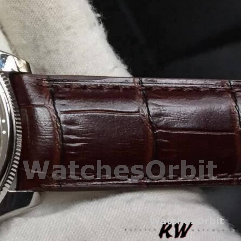 Rolex Cellini Date 50519 Brown Leather Silver Dial 39mm Mens Replica Watch