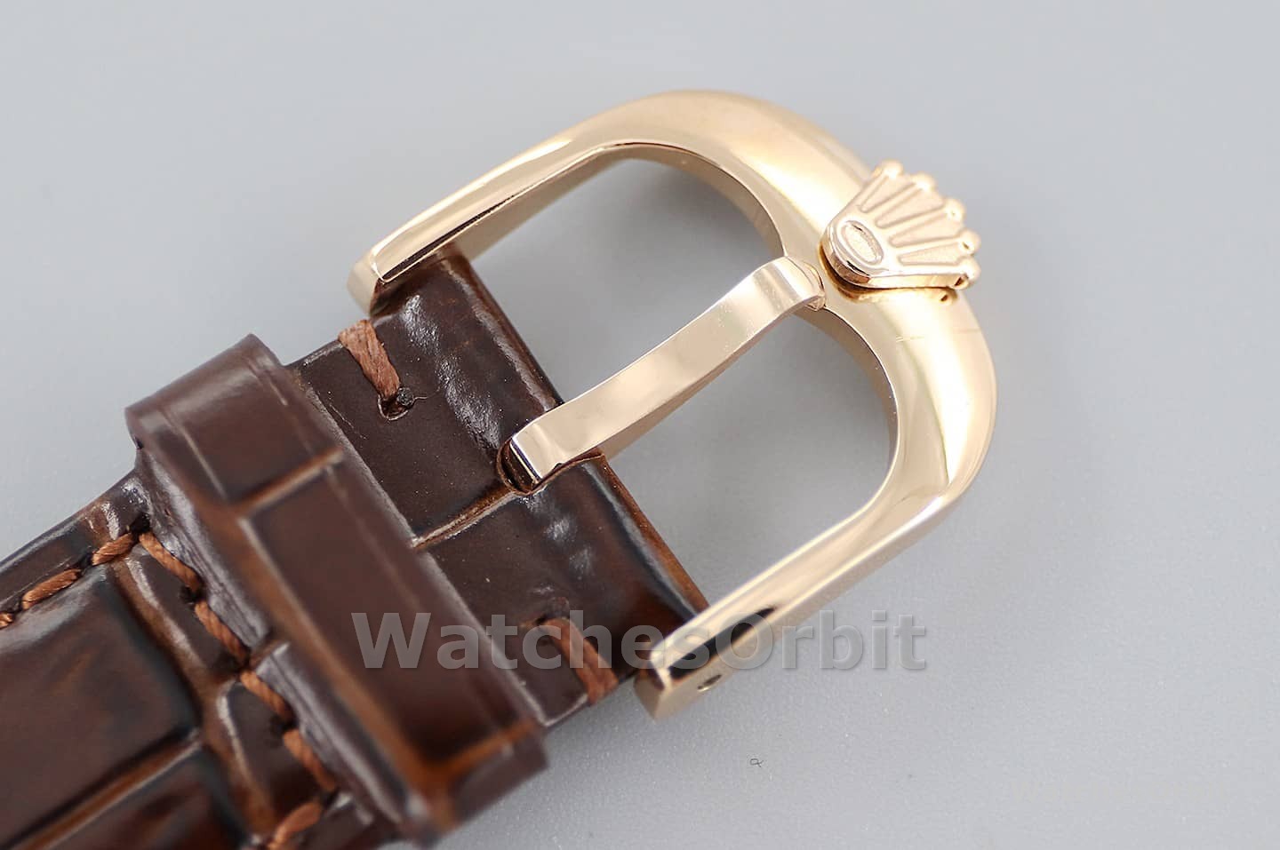 Rolex Cellini Date Rose Gold Silver Crocodile Leather Strap 50515 39mm Mens Replica Watch