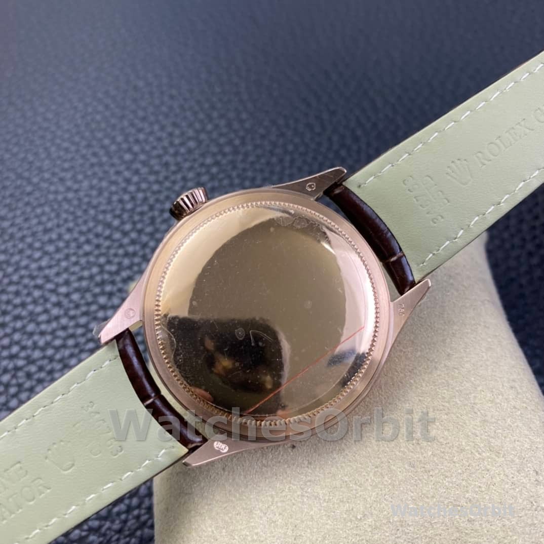 Rolex Cellini Date Rose Gold Silver Crocodile Leather Strap 50515 39mm Mens Replica Watch