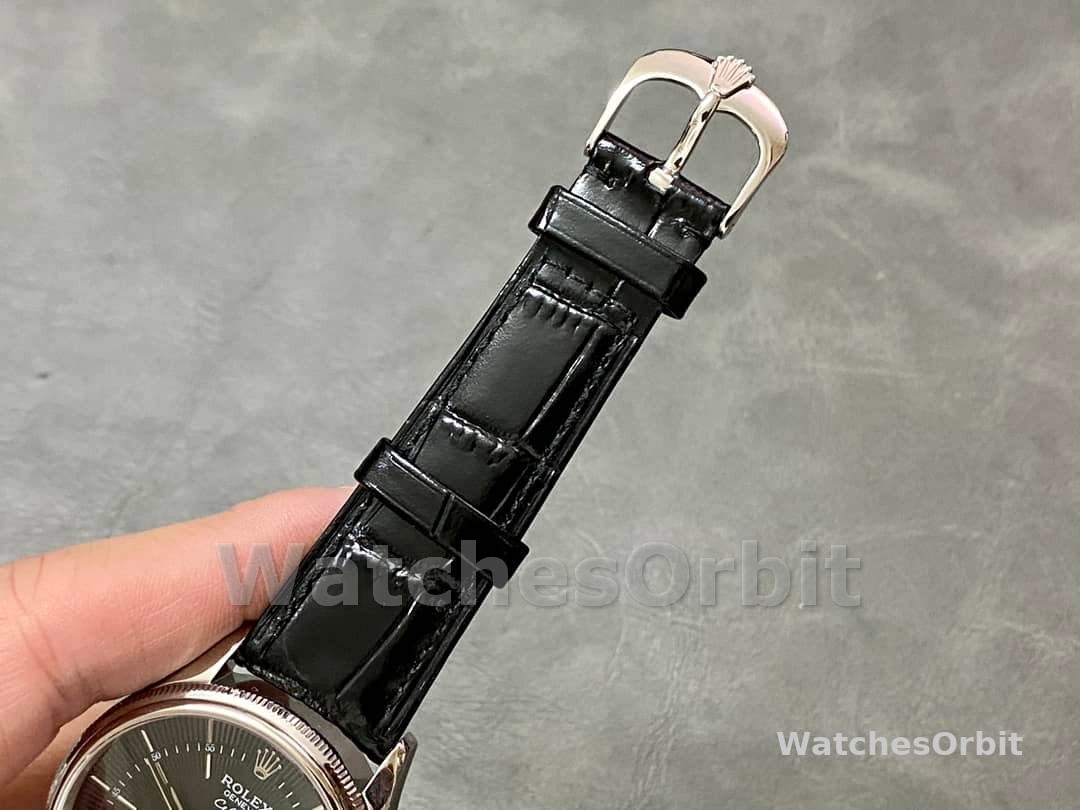 Rolex Cellini Dual Time 50529 Black Dial White Gold 39mm Mens Replica Watch