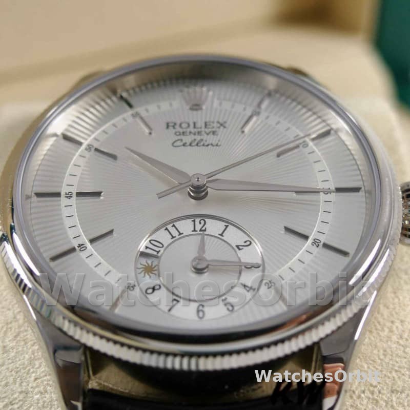 Rolex Cellini Dual Time 50529 Silver Dial 39mm Mens Replica Watch
