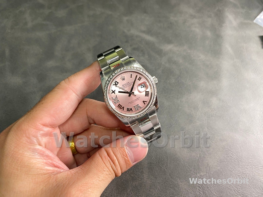 Replica Rolex Datejust 36 126284RBR 0024 Pink Roman Diamond Dial Lady Watch
