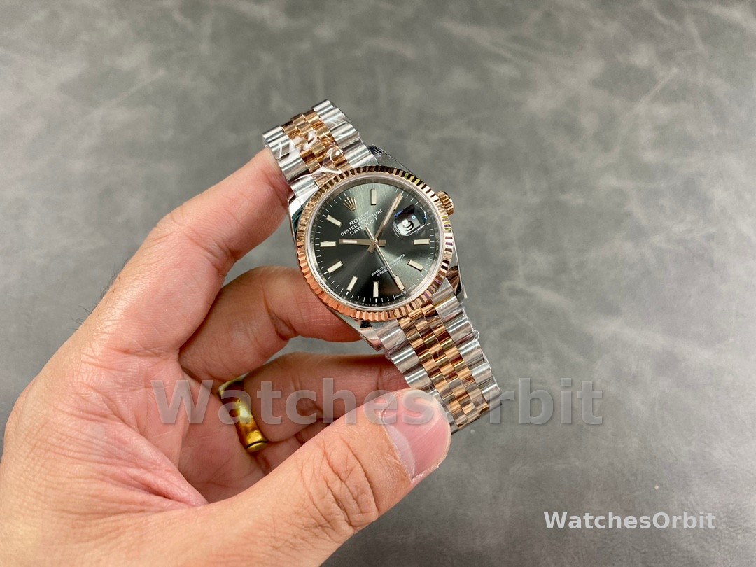 Rolex DateJust 126231 Two-Tone SS Rose Gold Grey Rhodium Dial