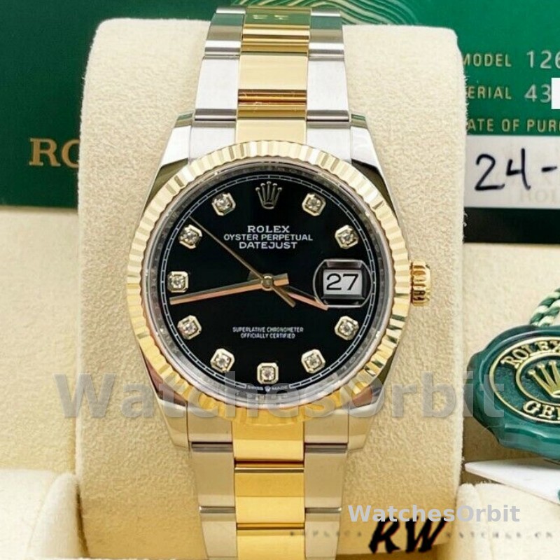 Rolex Datejust 126233 Black Diamond Dial Fluted Bezel 36MM Unisex Replica Watch