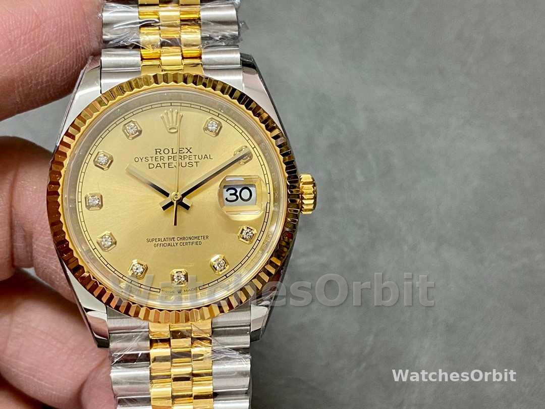 Rolex Datejust 126233 Champagne Diamond Dial Fluted Bezel 36MM Unisex Replica Watch