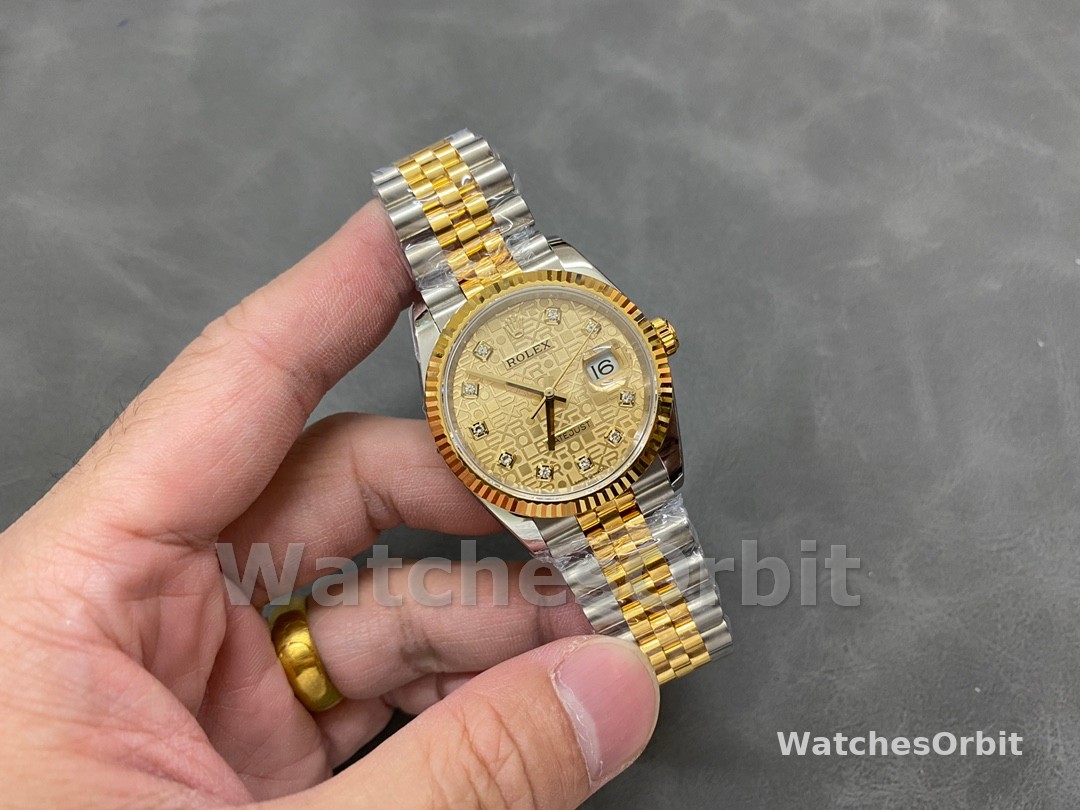 Rolex Datejust 126233 Champagne Jubilee Dial Fluted Bezel 36MM Unisex Replica Watch