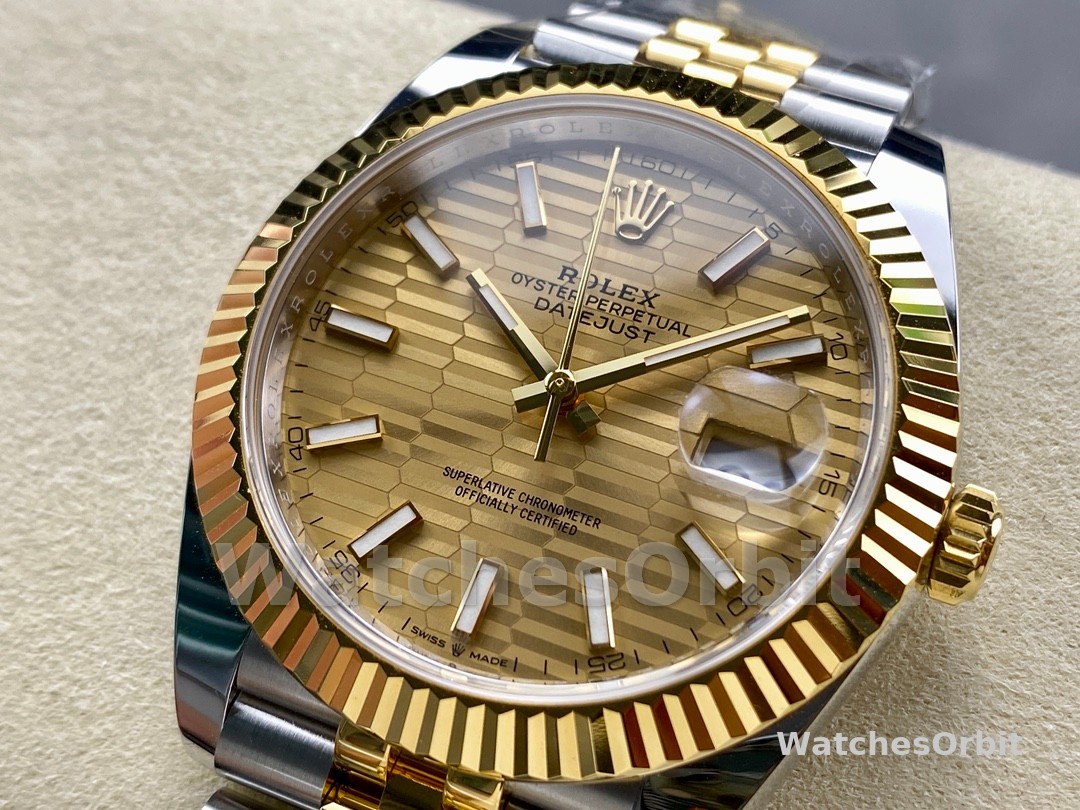 Rolex Datejust 126233 Champagne Motif dial Fluted Bezel 36MM Unisex Replica Watch