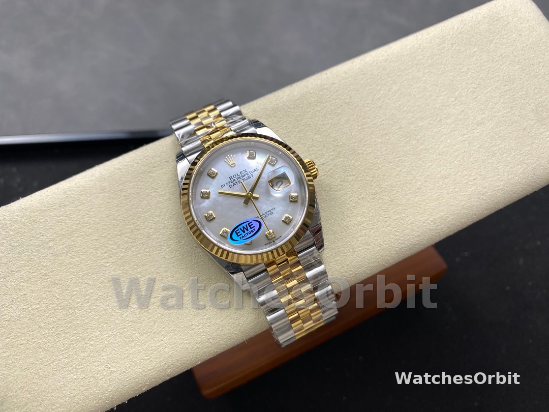 Rolex Datejust 126233 White MOP Diamond Dial Fluted Bezel 36MM Unisex Replica Watch