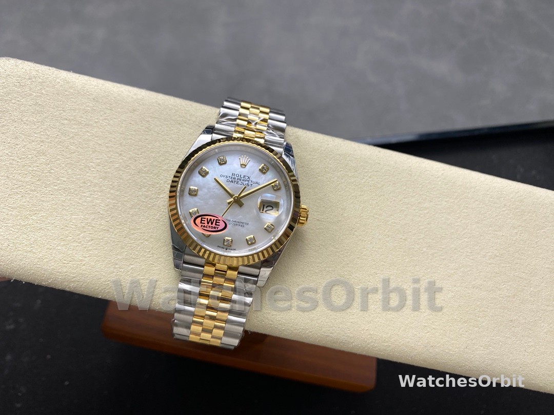 Rolex Datejust 126233 White MOP Diamond Dial Fluted Bezel 36MM Unisex Replica Watch
