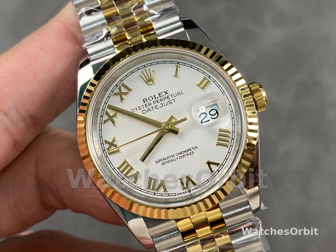 Rolex Datejust 126233 White Roman Dial Fluted Bezel 36MM Unisex Replica Watch