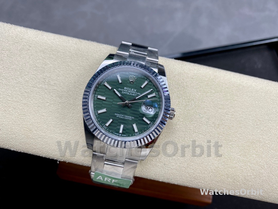 Rolex Datejust 126334 0029 Fluted Bezel Green Motif Dial 41MM Mens Replica Watch