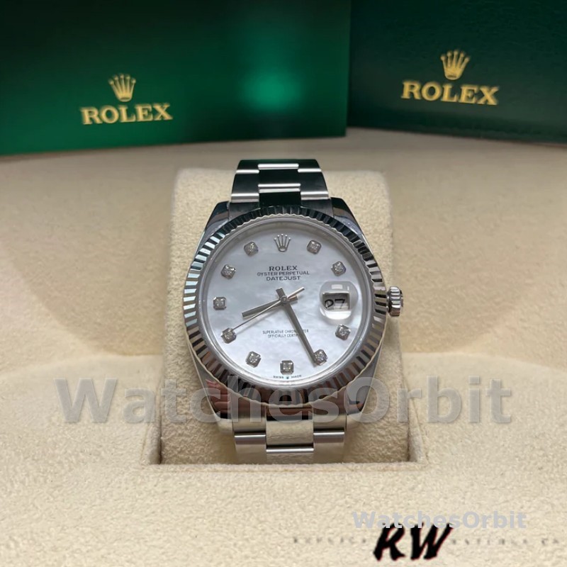 Rolex Datejust 126334 Fluted Bezel White MOP Dial 41MM Mens Replica Watch