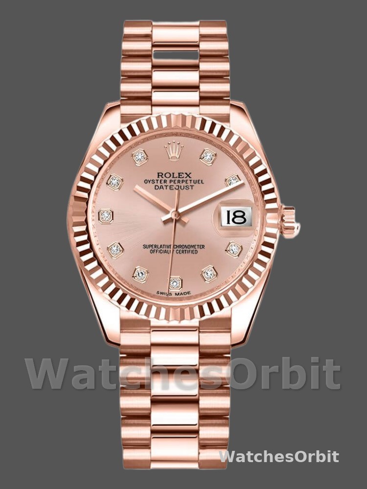 Rolex Datejust 178275 Rose Gold Pink Diamond Dial 31mm Lady Replica Watch