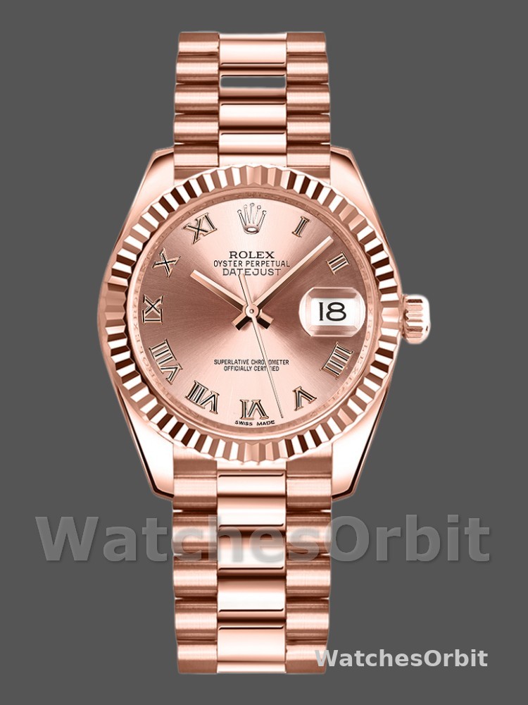 Rolex Datejust 178275 Rose Gold Pink Roman Dial 31mm Lady Replica Watch