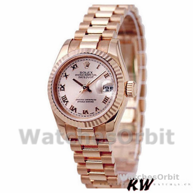 Rolex Datejust 178275 Rose Gold Pink Roman Dial 31mm Lady Replica Watch