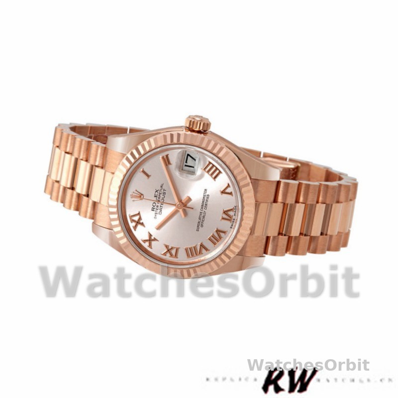 Rolex Datejust 178275 Rose Gold Pink Roman Dial 31mm Lady Replica Watch