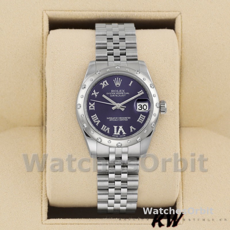 Rolex Datejust 178344 Purple Dial VI Diamonds 31MM Lady Replica Watch
