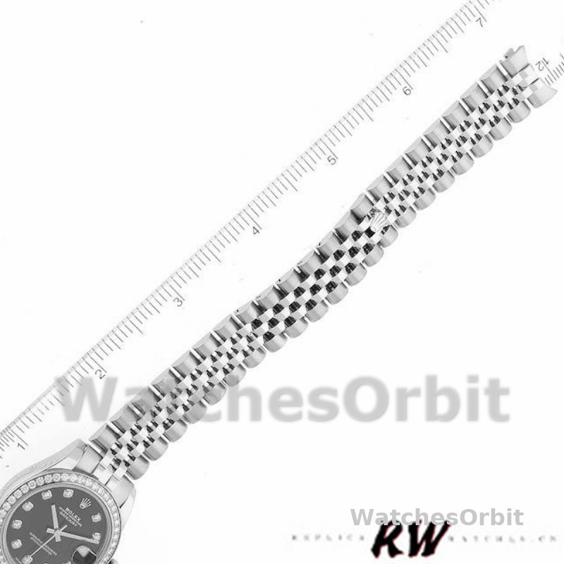 Rolex Datejust 178384 Diamond Bezel Black Diamond Dial 31MM Lady Replica Watch