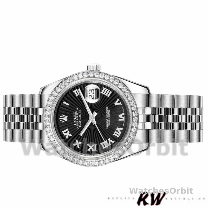 Rolex Datejust 178384 Stainless Steel Black Sunburst dial 31MM Lady Replica Watch