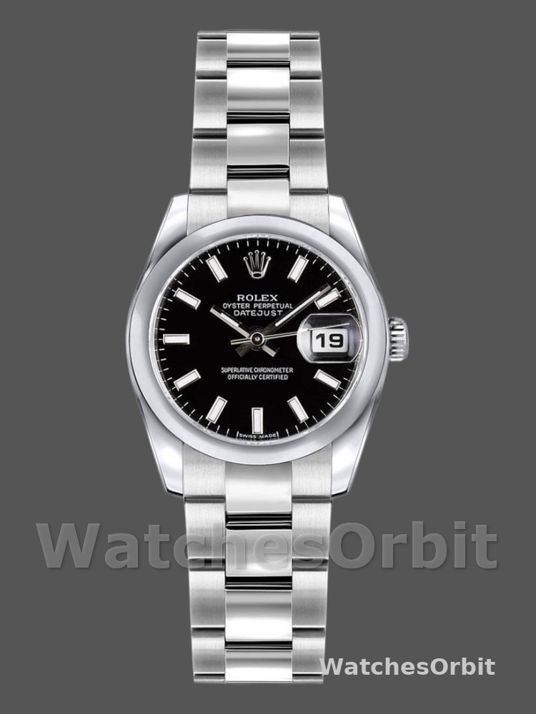 Rolex Datejust 179160 Domed Bezel Black Index Dial 26MM Lady Replica Watch