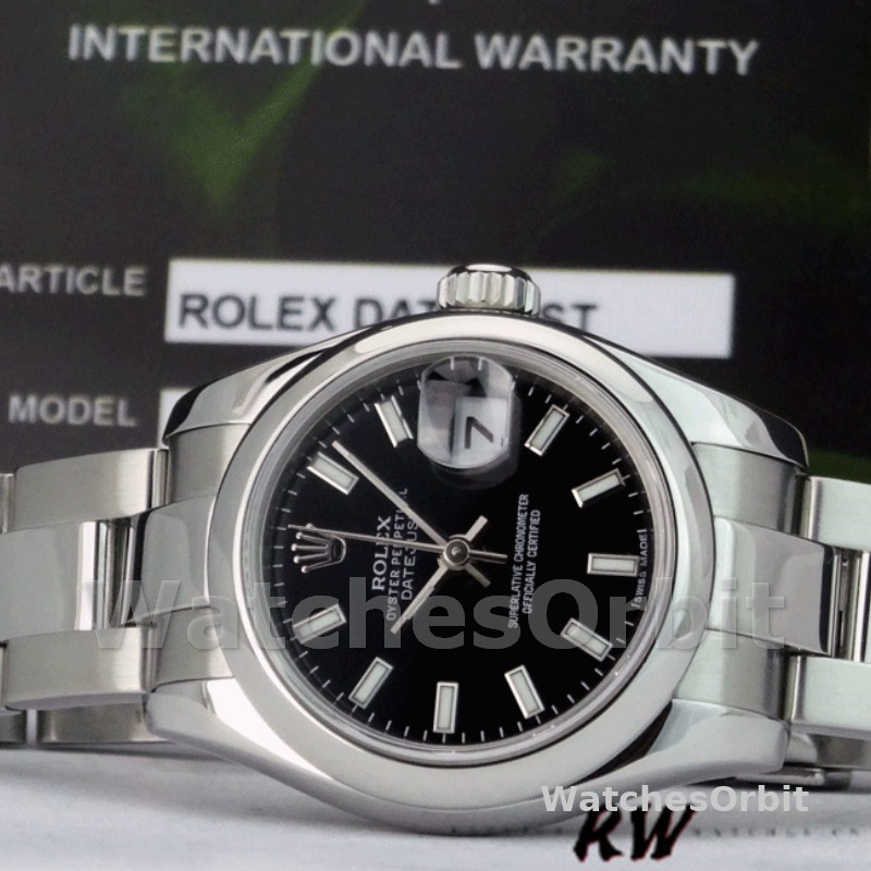 Rolex Datejust 179160 Domed Bezel Black Index Dial 26MM Lady Replica Watch