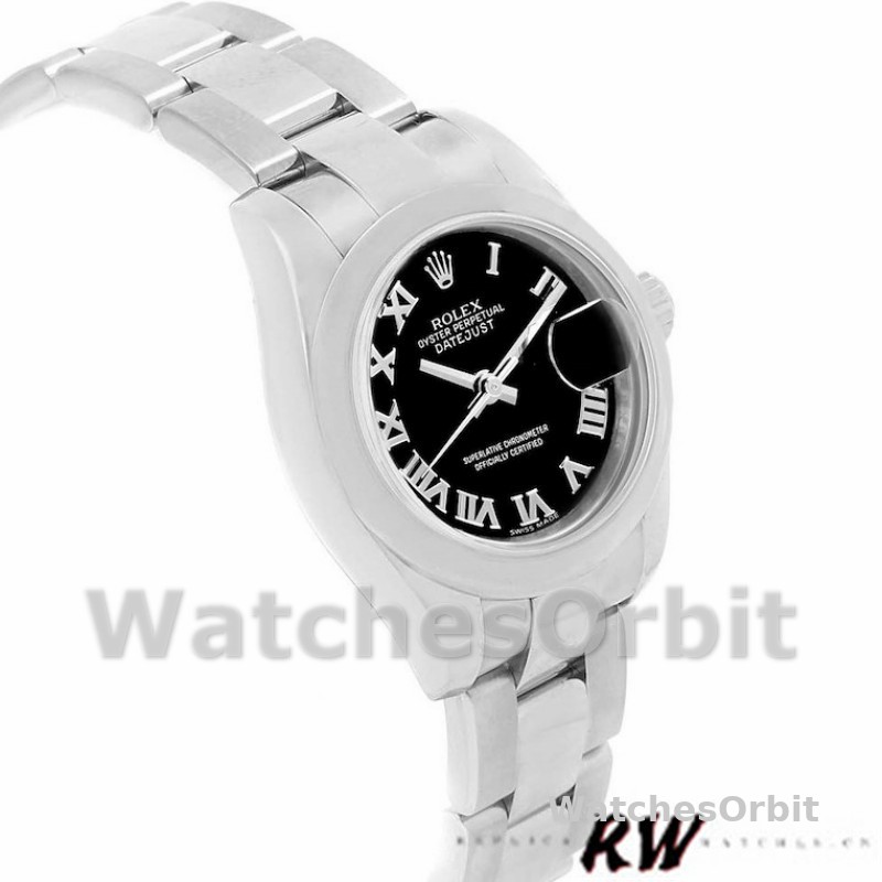 Rolex Datejust 179160 Oyster Bracelet Black Roman Dial 26MM Lady Replica Watch