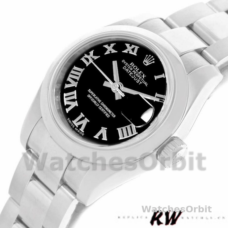 Rolex Datejust 179160 Oyster Bracelet Black Roman Dial 26MM Lady Replica Watch