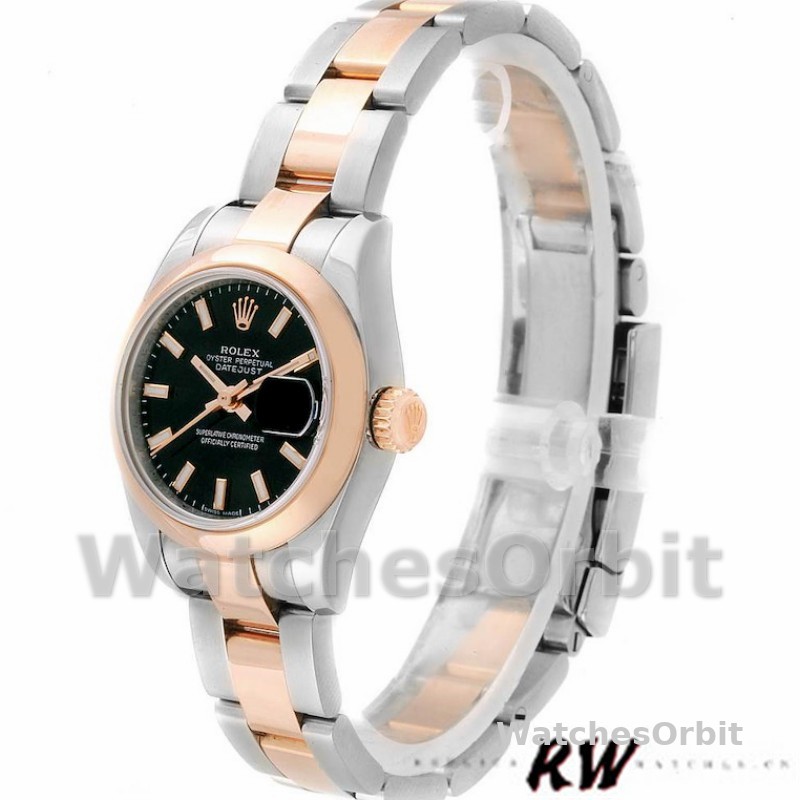 Rolex Datejust 179161 Stainless Steel and Everose Gold Black Index Dial 26MM Lady Replica Watch