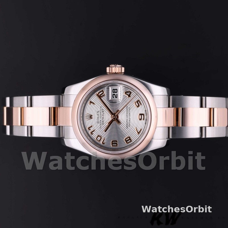 Rolex Datejust 179161 Stainless Steel and Everose Gold Concentric Circle Silver Dial 26MM Lady Replica Watch