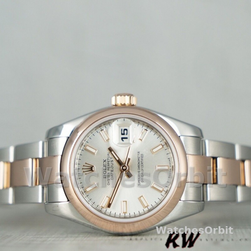Rolex Datejust 179161 Stainless Steel and Everose Gold Silver Index Dial 26MM Lady Replica Watch