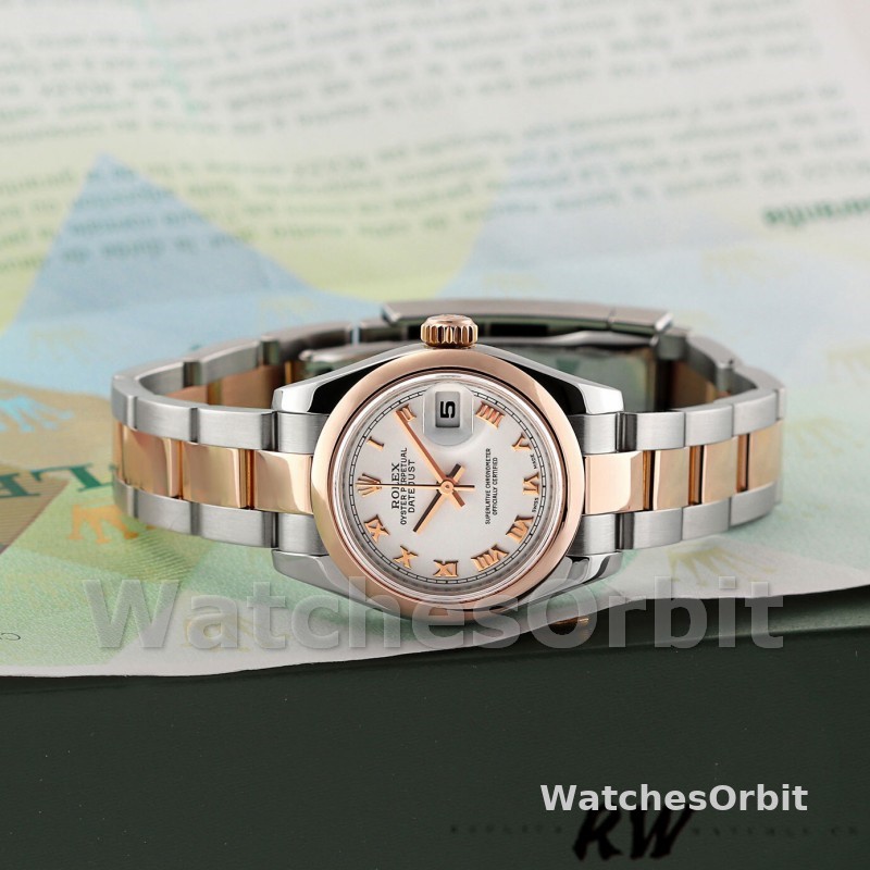 Rolex Datejust 179161 Stainless Steel and Everose Gold White Roman Dial 26MM Lady Replica Watch