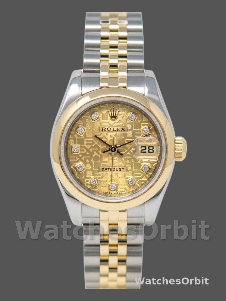 Rolex Datejust 179163 Champagne Jubilee Diamond Dial Domed Dezel 26MM Lady Replica Watch