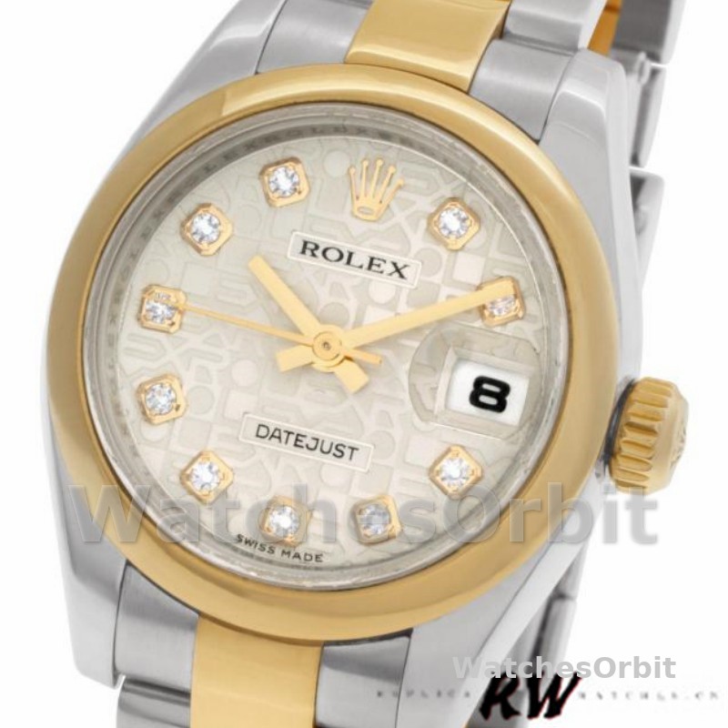 Rolex Datejust 179163 Silver Jubilee Dial Domed Dezel 26MM Lady Replica Watch