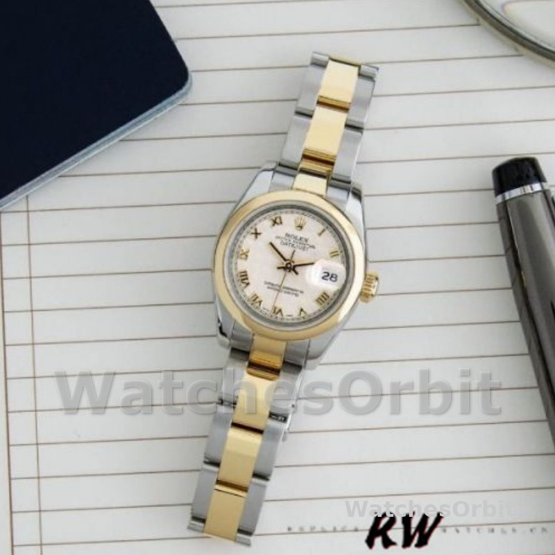 Rolex Datejust 179163 Smooth Bezel Pyramid Ivory Dial 26MM Lady Replica Watch