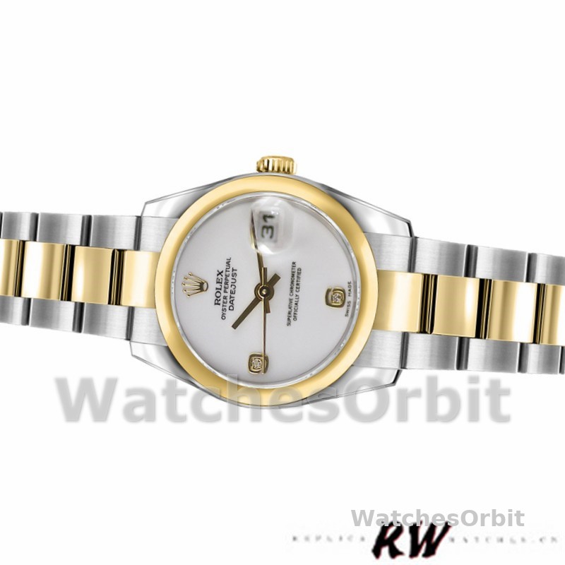 Rolex Datejust 179163 White Dial Diamond Domed Dezel 26MM Lady Replica Watch
