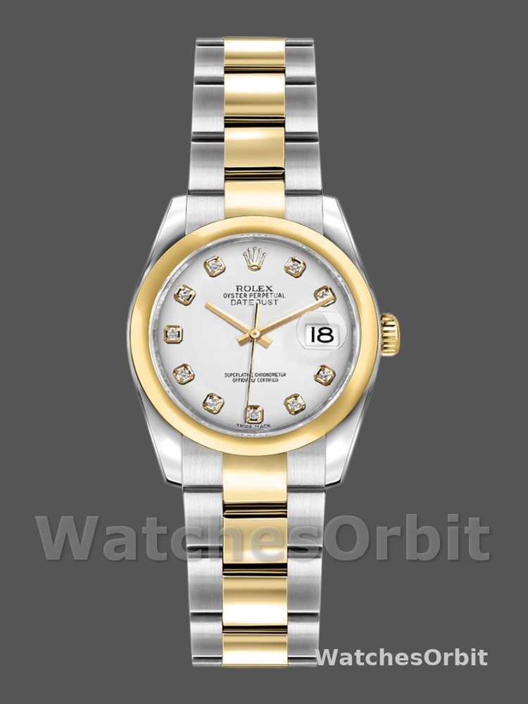 Rolex Datejust 179163 White Diamond Dial Domed Dezel 26MM Lady Replica Watch