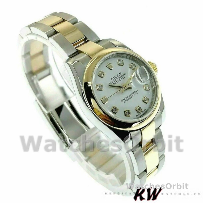 Rolex Datejust 179163 White Diamond Dial Domed Dezel 26MM Lady Replica Watch
