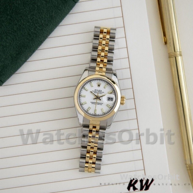 Rolex Datejust 179163 White Index Dial Domed Dezel 26MM Lady Replica Watch