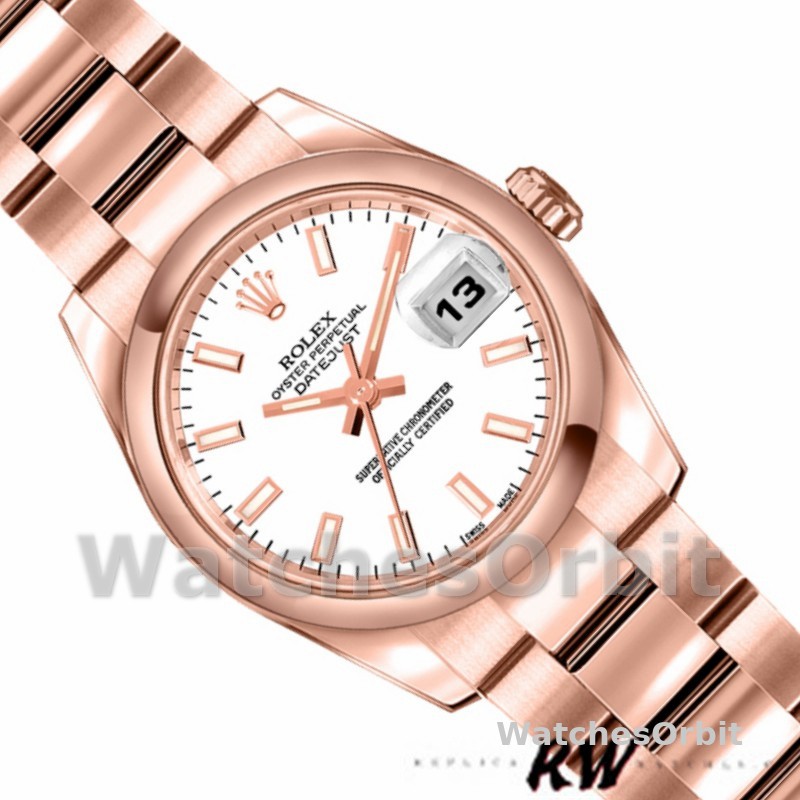 Rolex Datejust 179165 Everose Gold White Index Dial 26MM Lady Replica Watch