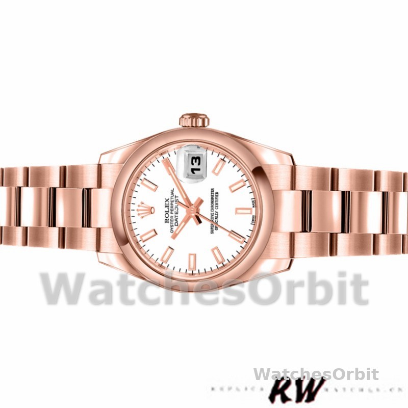 Rolex Datejust 179165 Everose Gold White Index Dial 26MM Lady Replica Watch