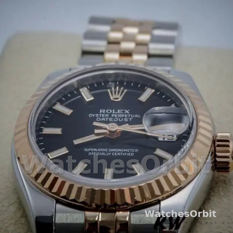 Rolex Datejust 179171 Black Dial Fluted Bezel 26MM Lady Replica Watch